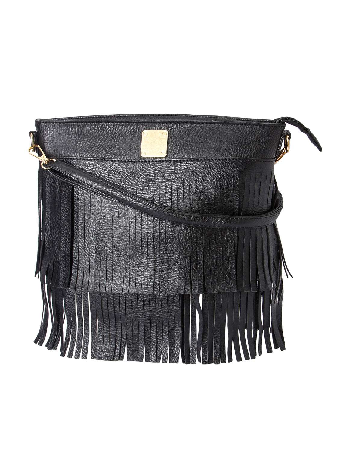 black leatherette printed sling bag - 13659681 -  Zoom Image - 0