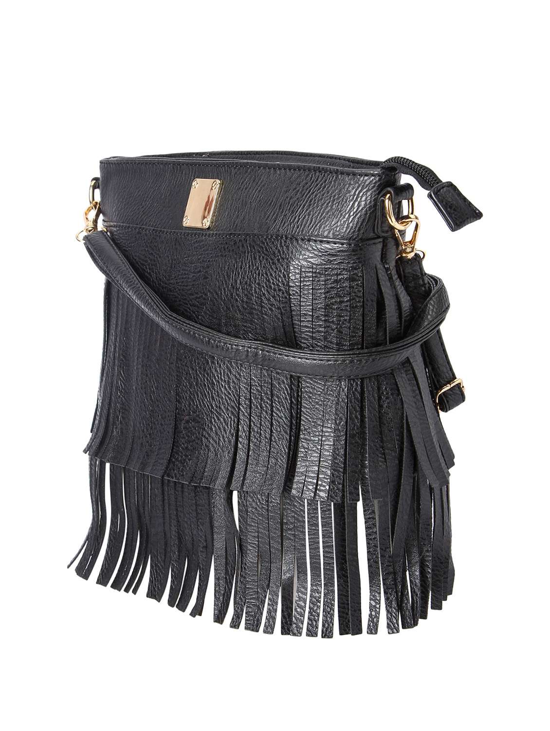 black leatherette printed sling bag - 13659681 - Standard Image - 3