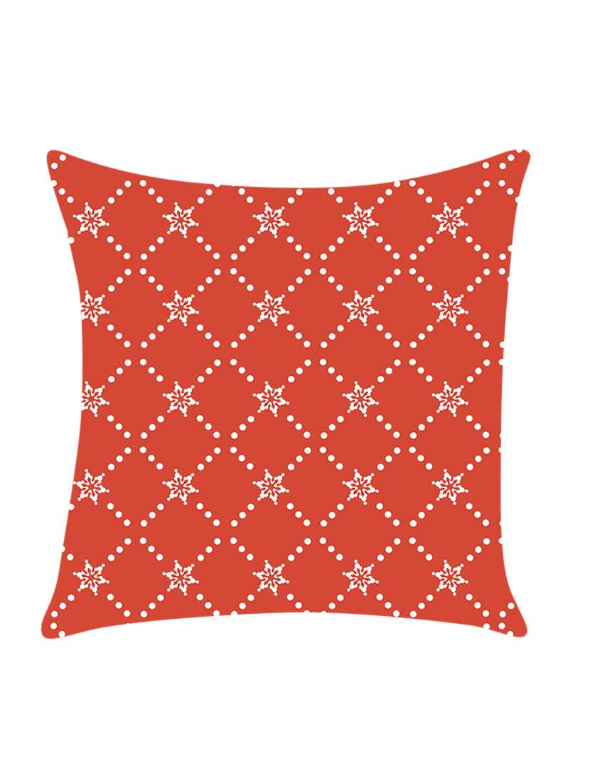 red digitally printed satin cushion cover