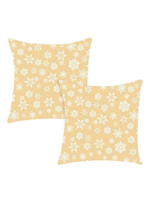 beige digitally printed set of 2 satin cushion cover - 13662535 - Standard Image - 0