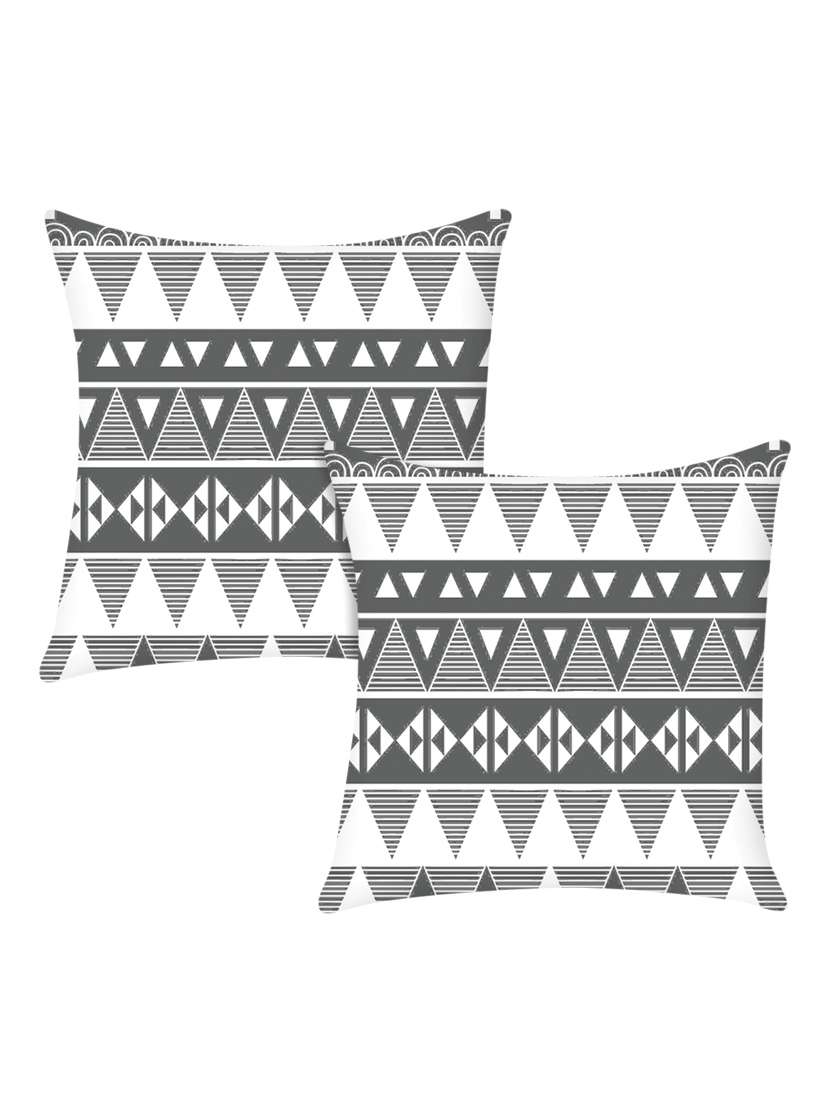 white digitally printed set of 2 satin cushion cover - 13662539 - Zoom Image - 0