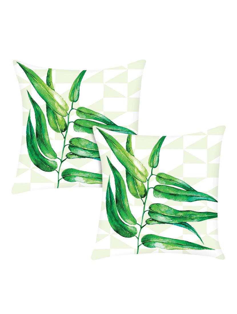white digitally printed set of 2 satin cushion cover - 13662551 -  Zoom Image - 0