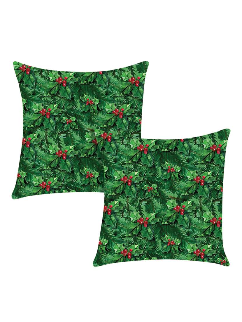 digitally printed cushion cover with leaf and fruit design set of two - 13662568 -  Zoom Image - 0