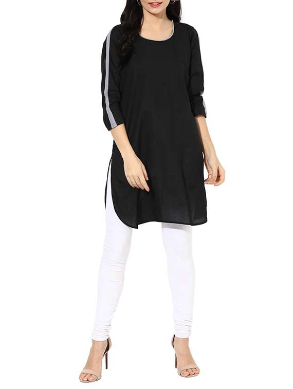 black cotton straight kurta