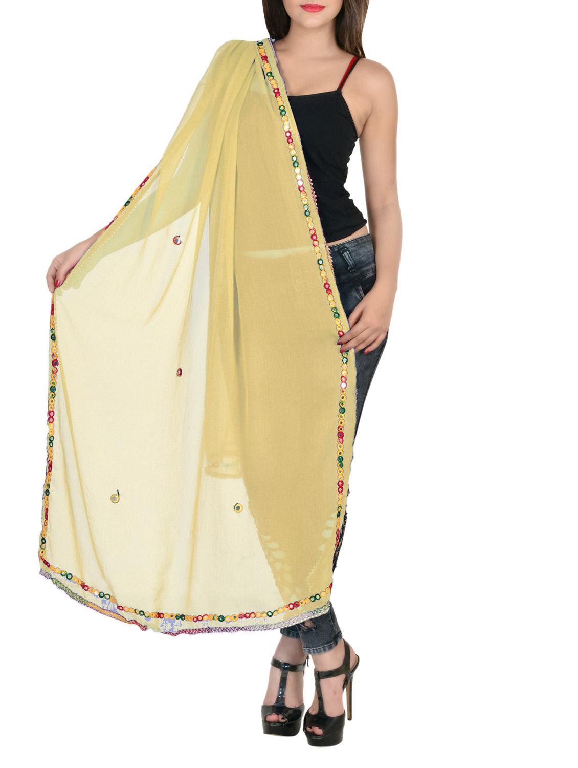 beige chiffon dupatta - 13666928 -  Zoom Image - 0