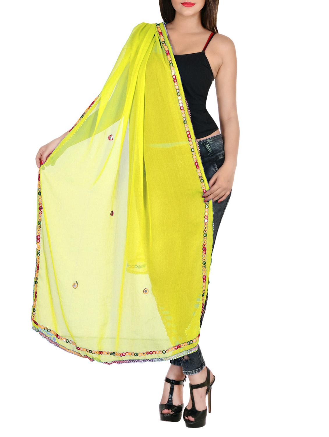 yellow chiffon dupatta - 13666934 - Zoom Image - 0