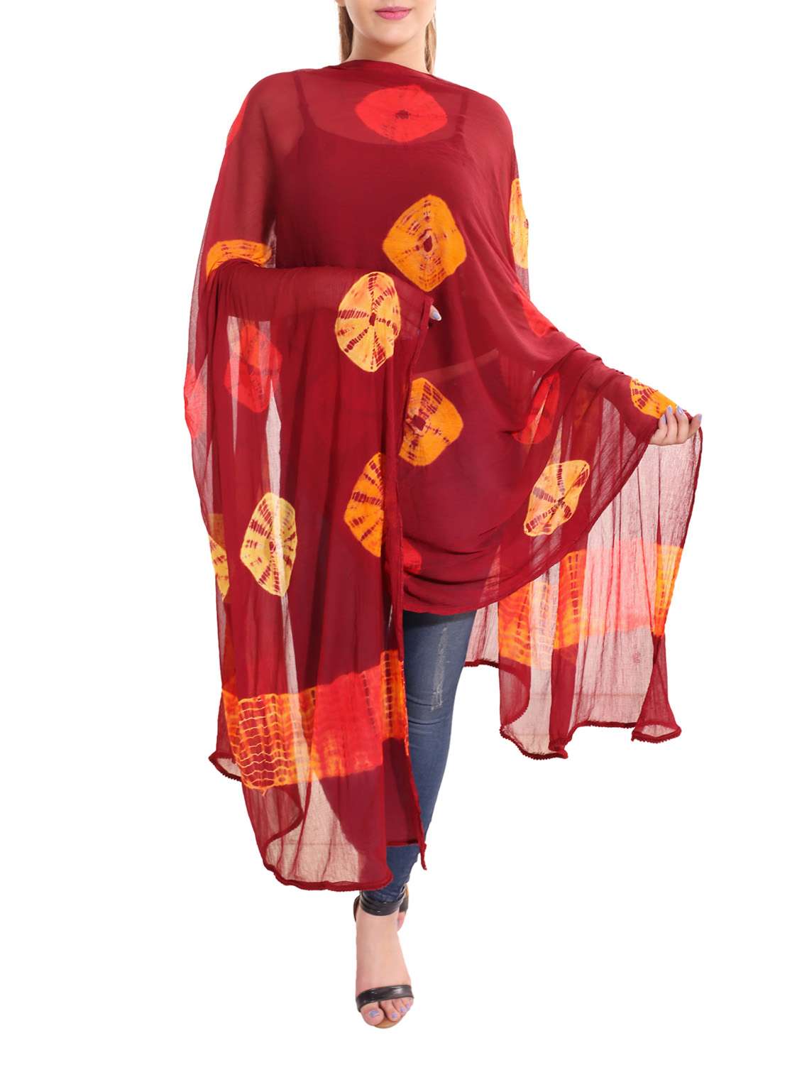 maroon chiffon dupatta - 13666936 -  Zoom Image - 0