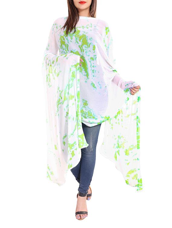white & green tie & dye dupatta - 13666948 - Zoom Image - 0