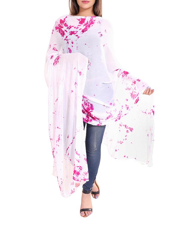 white & pink tie & dye dupatta - 13666949 - Zoom Image - 0
