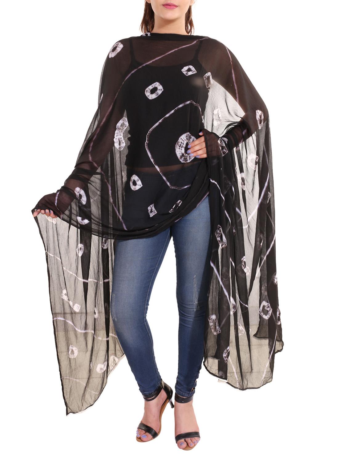 black chiffon dupatta - 13666953 -  Zoom Image - 0
