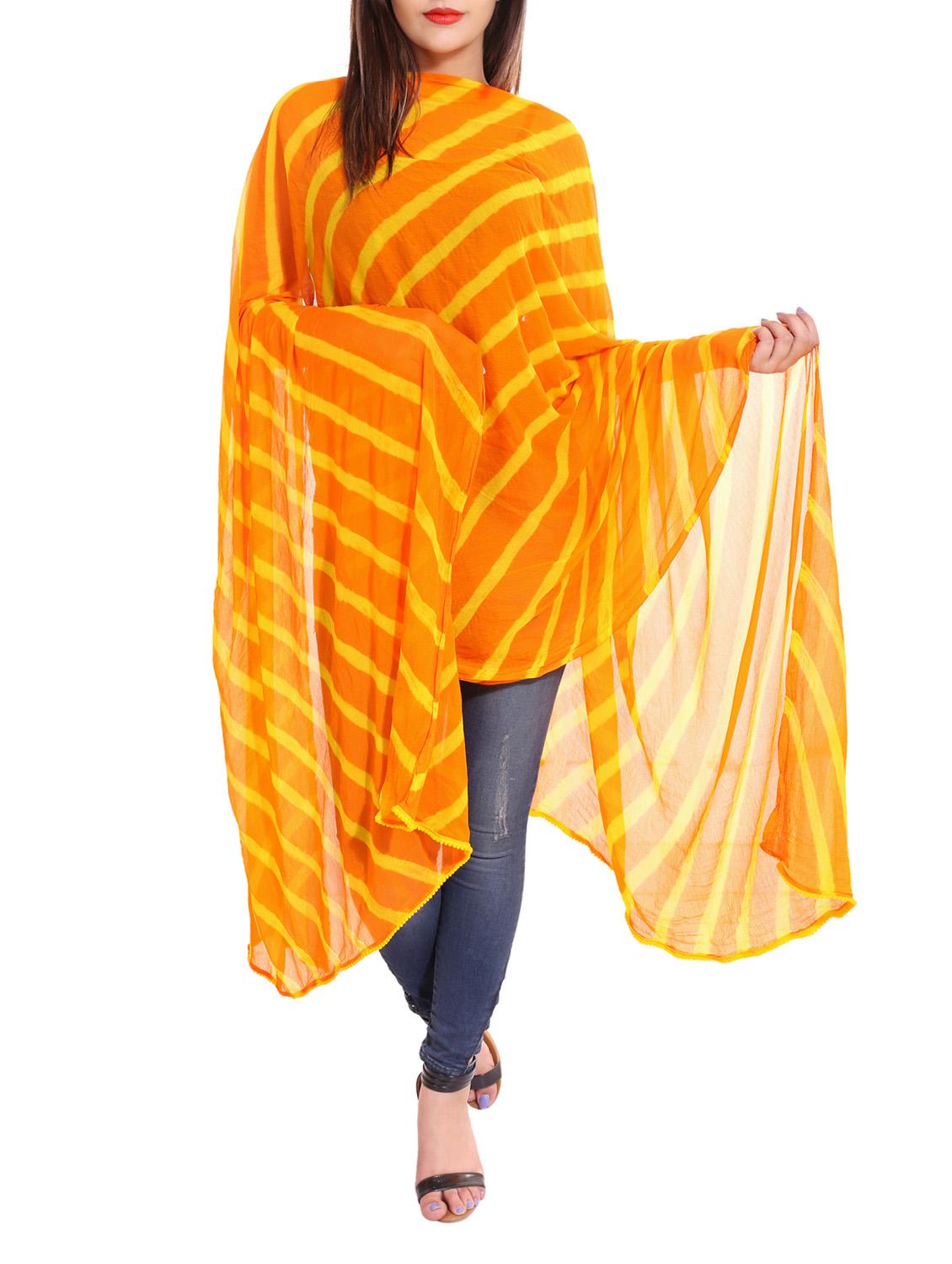 orange leheriya dupatta - 13666972 -  Zoom Image - 0