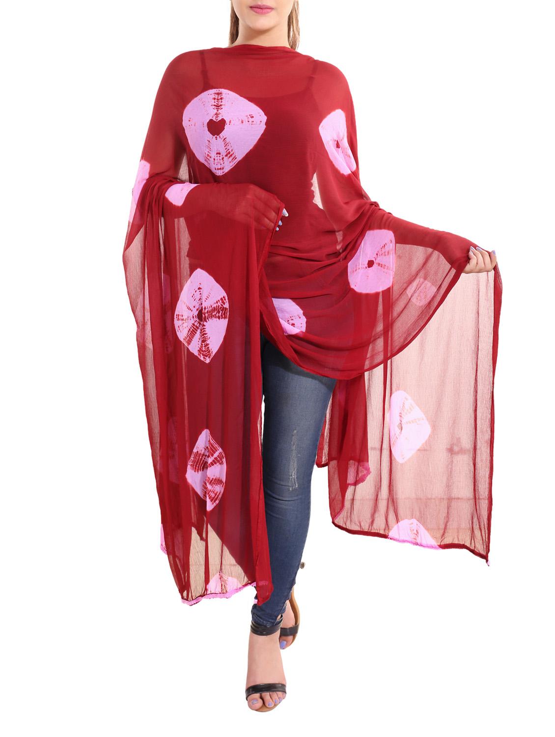 maroon chiffon dupatta - 13666979 -  Zoom Image - 0