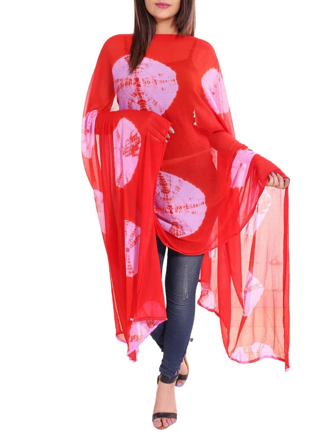 red chiffon dupatta - 13666980 - Zoom Image - 0