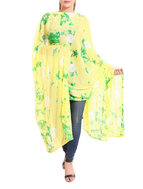 yellow & green tie & dye dupatta - 13666982 - Standard Image - 0