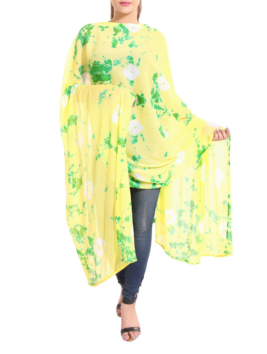 yellow & green tie & dye dupatta - 13666982 - Zoom Image - 0