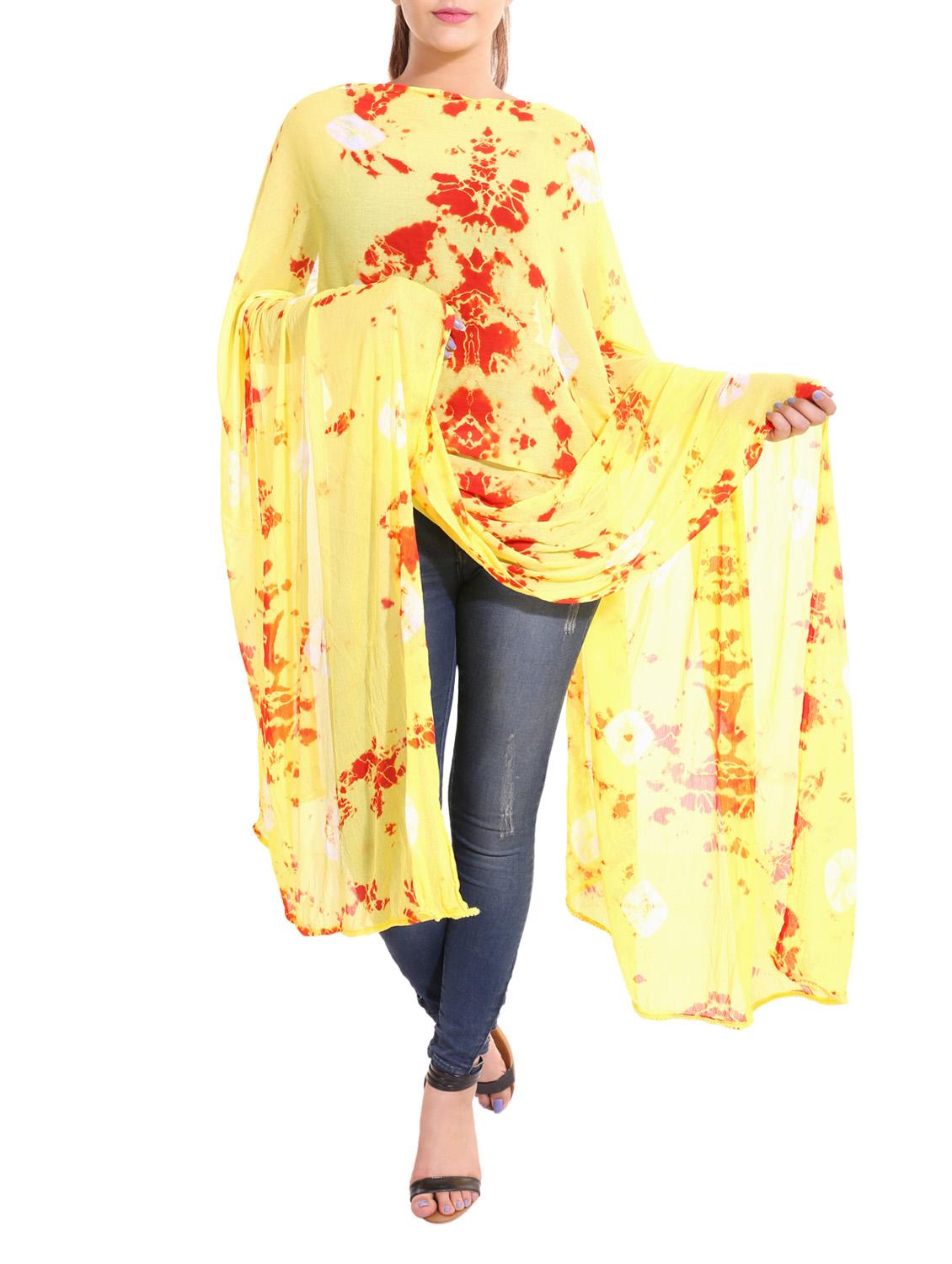 yellow & red tie & dye dupatta - 13666984 - Zoom Image - 0