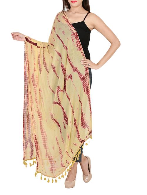 beige & brown tie & dye dupatta - 13666987 -  Standard Image - 0