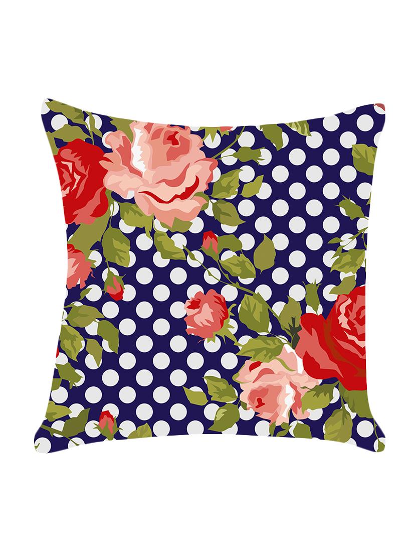 digitally printed cushion cover with floral and dots  design - 13667862 -  Zoom Image - 0