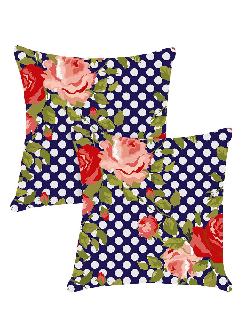 digitally printed cushion cover with floral and dots design set of two - 13667863 -  Zoom Image - 0