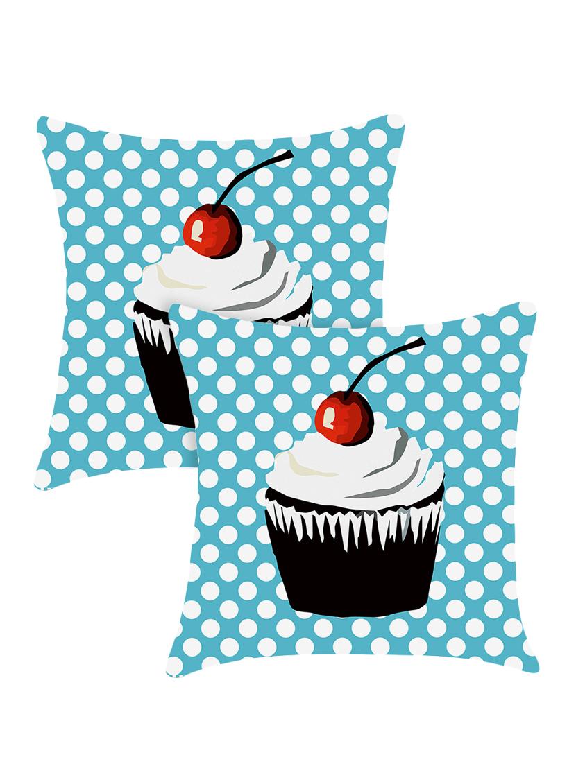 digitally printed cushion cover with ice-cream and dotsdesign set of two