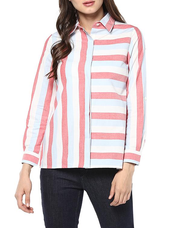 white striped cotton shirt - 13671617 -  Zoom Image - 0