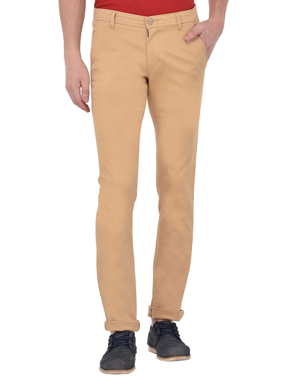 beige cotton chinos casual trousers - 13672005 - Zoom Image - 0
