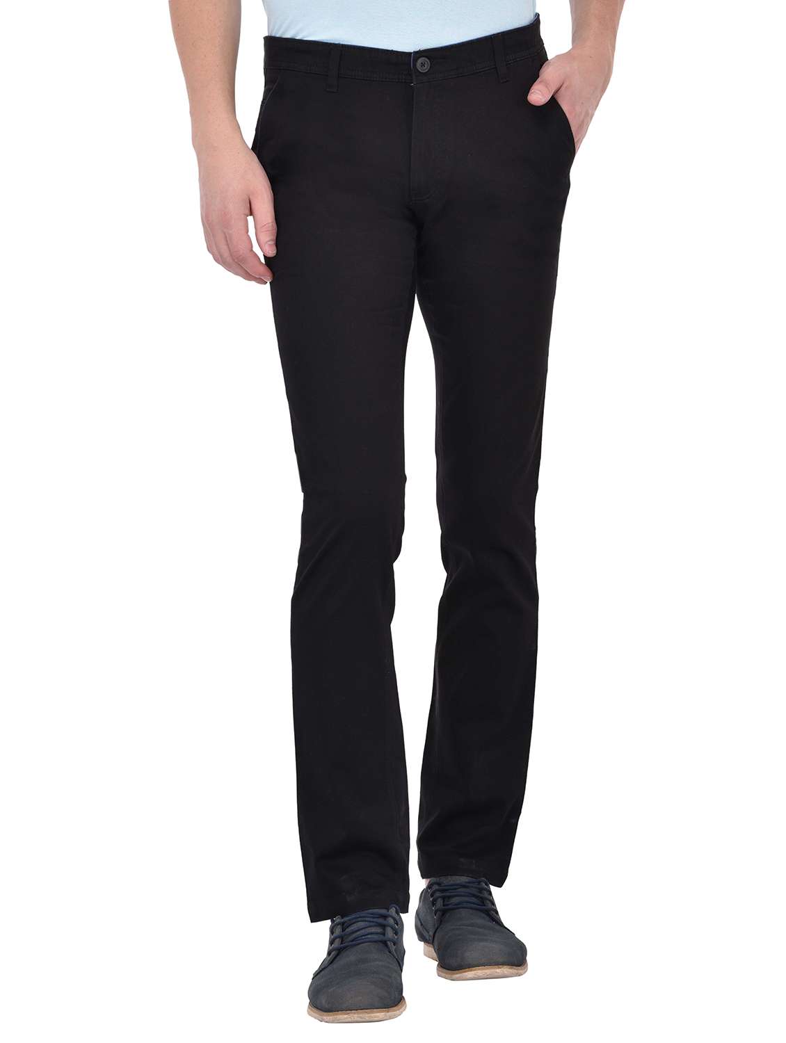 black cotton chinos casual trousers - 13672006 - Zoom Image - 0