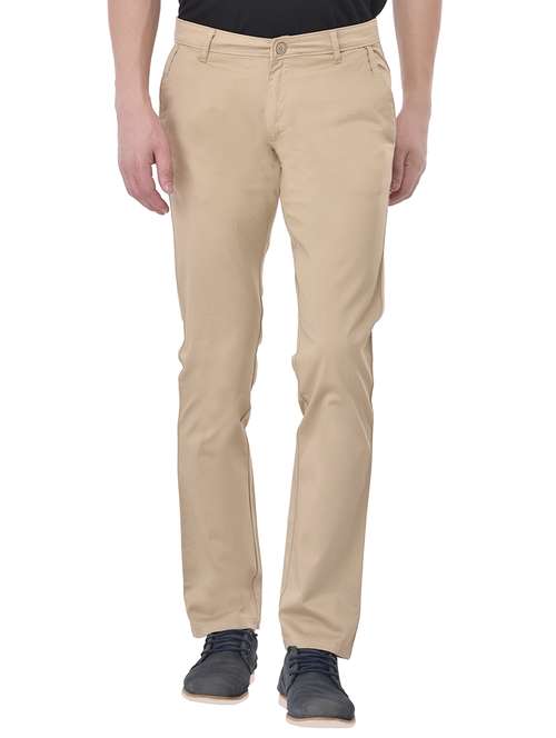 beige cotton chinos casual trousers - 13672007 - Standard Image - 0