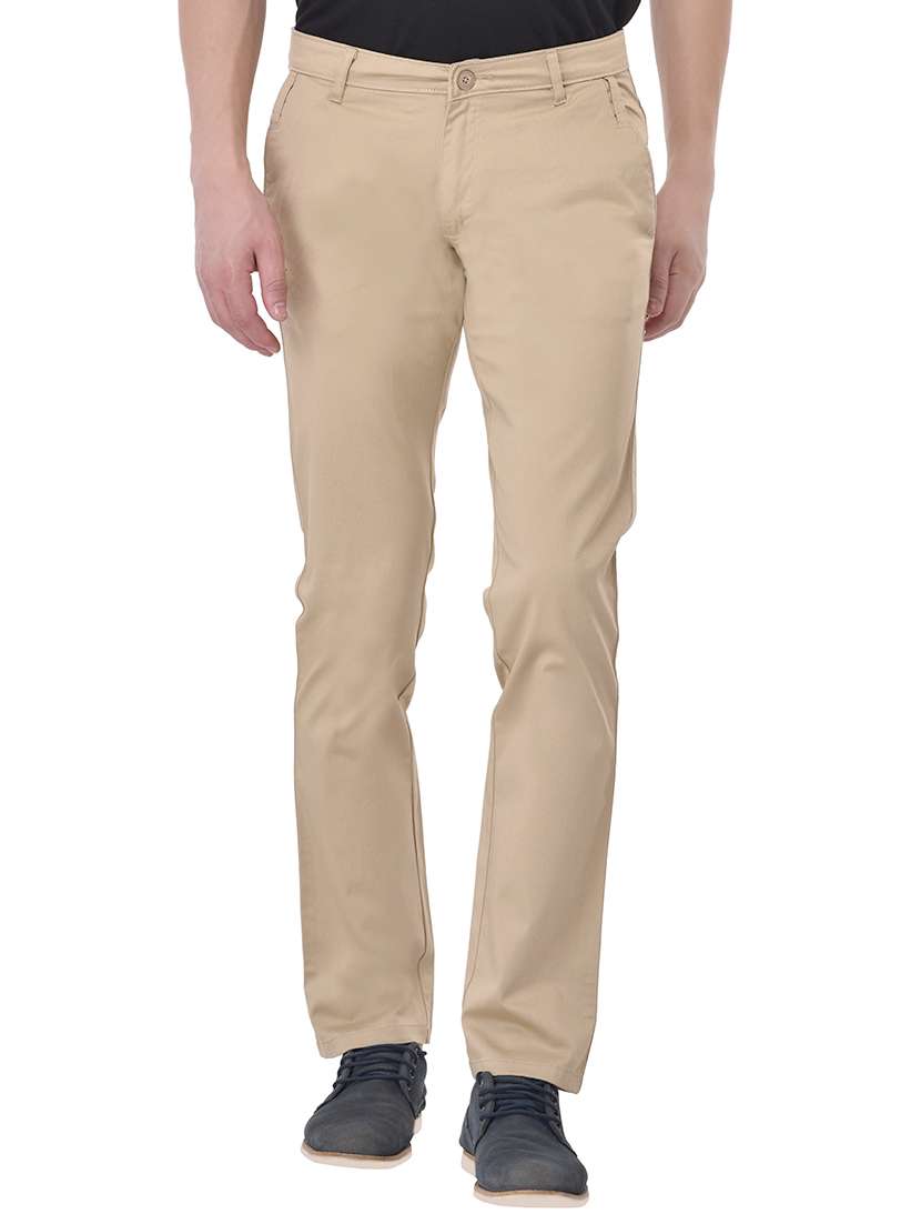 beige cotton chinos casual trousers - 13672007 - Zoom Image - 0