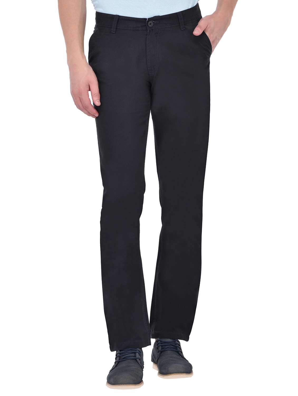 black cotton chinos casual trouser - 13672022 - Zoom Image - 0