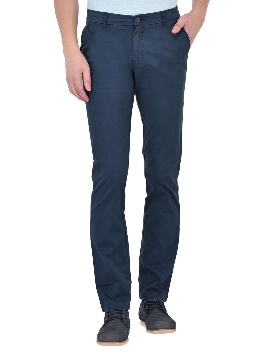blue cotton chinos casual trousers - 13672037 - Zoom Image - 0