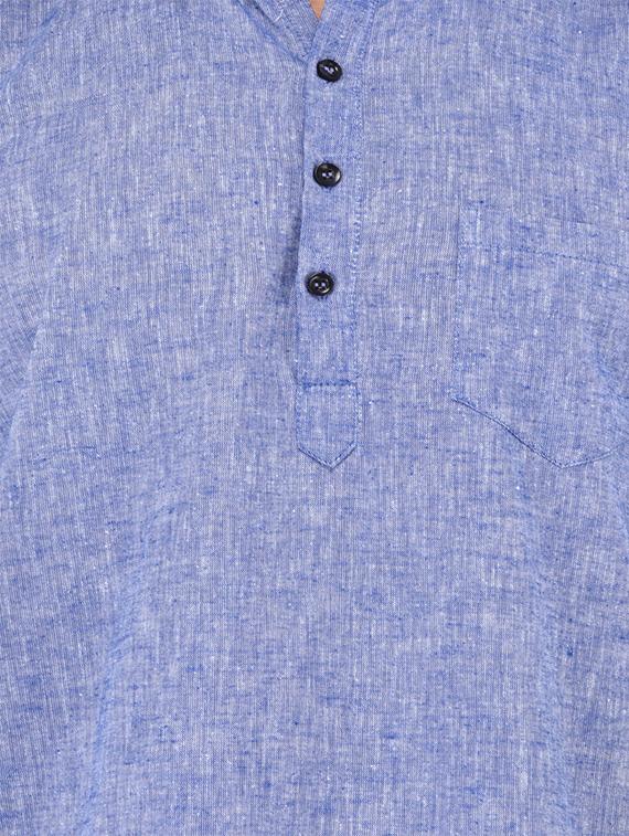 blue melange cotton kurta - 13672458 - Standard Image - 3