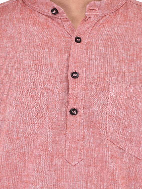 pink melange cotton kurta - 13672461 - Standard Image - 3