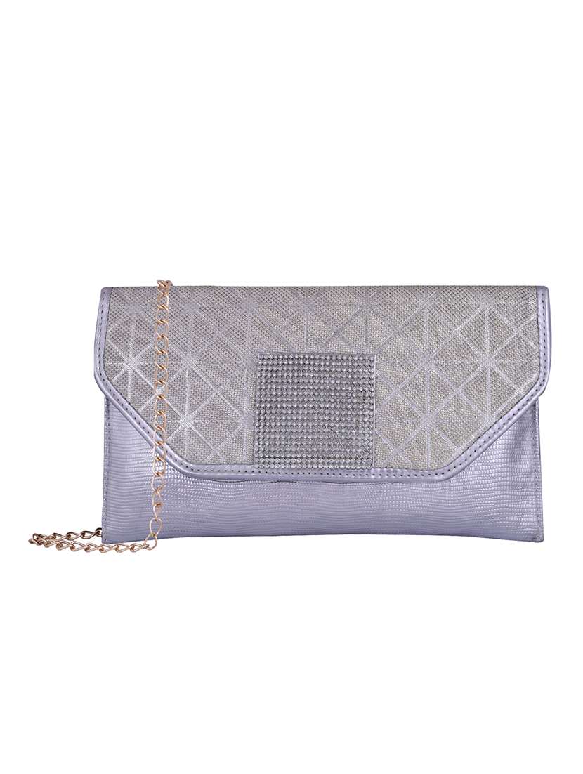silver leatherette regular clutch