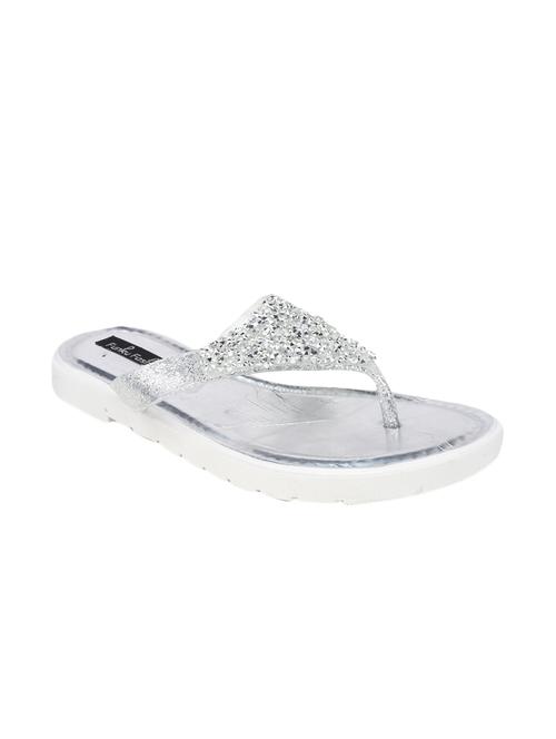 silver faux leather flat forms sandals - 13679870 - Standard Image - 0