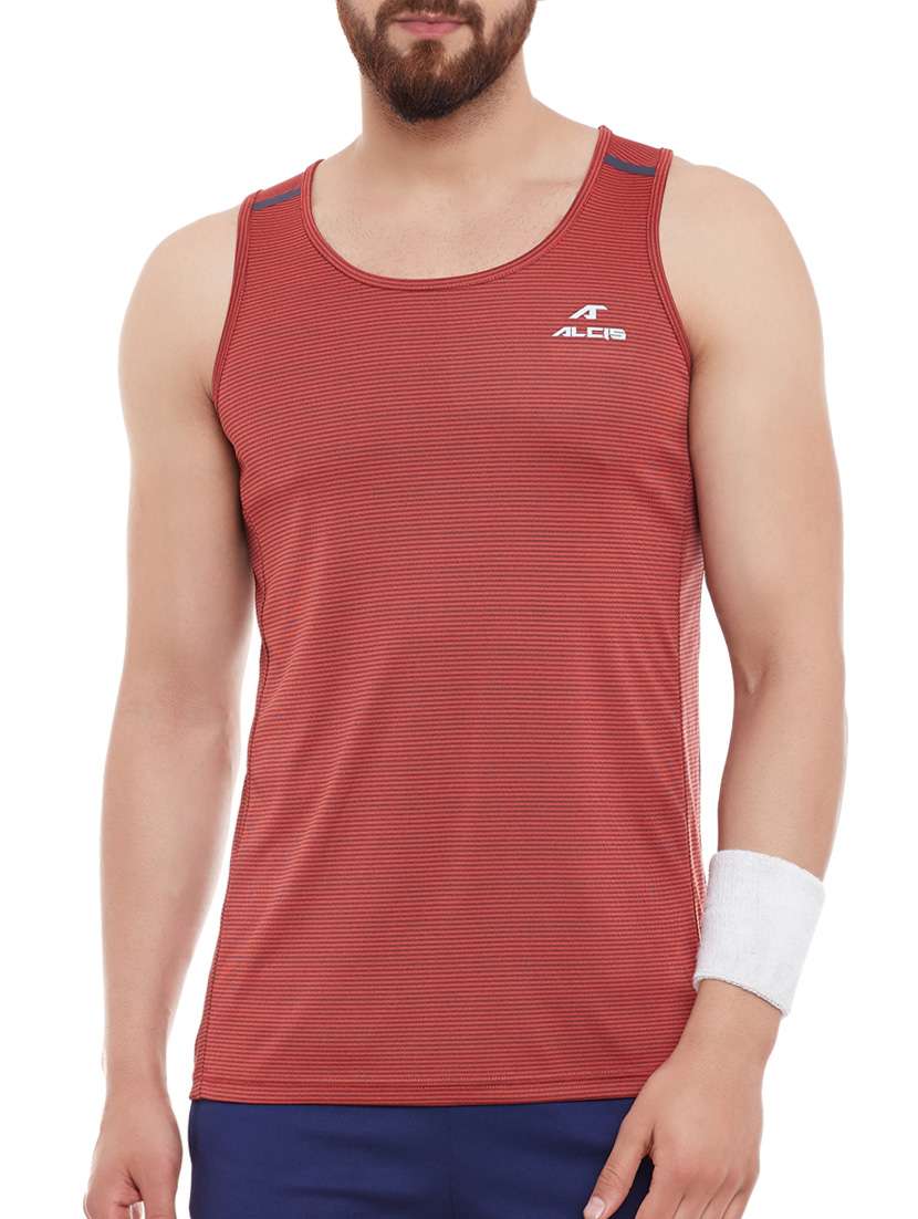 red polyester vest