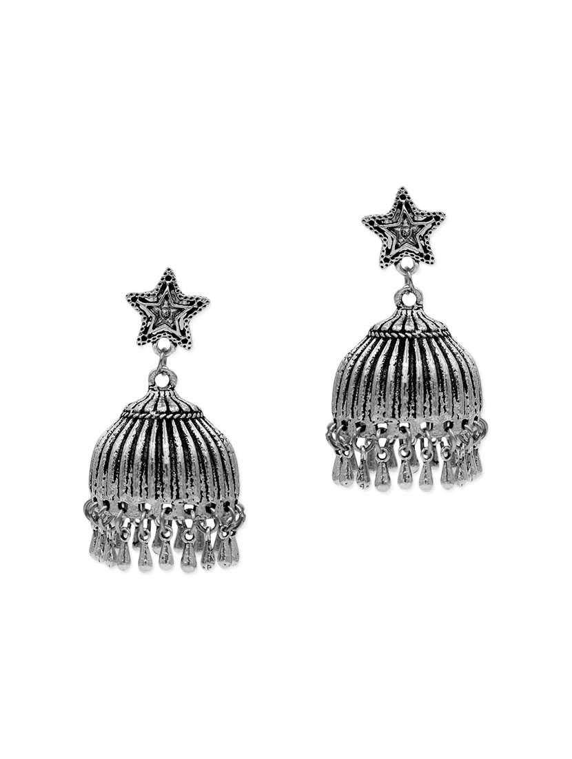 zerokaata german silver chunky ethnic jhumki earrings
