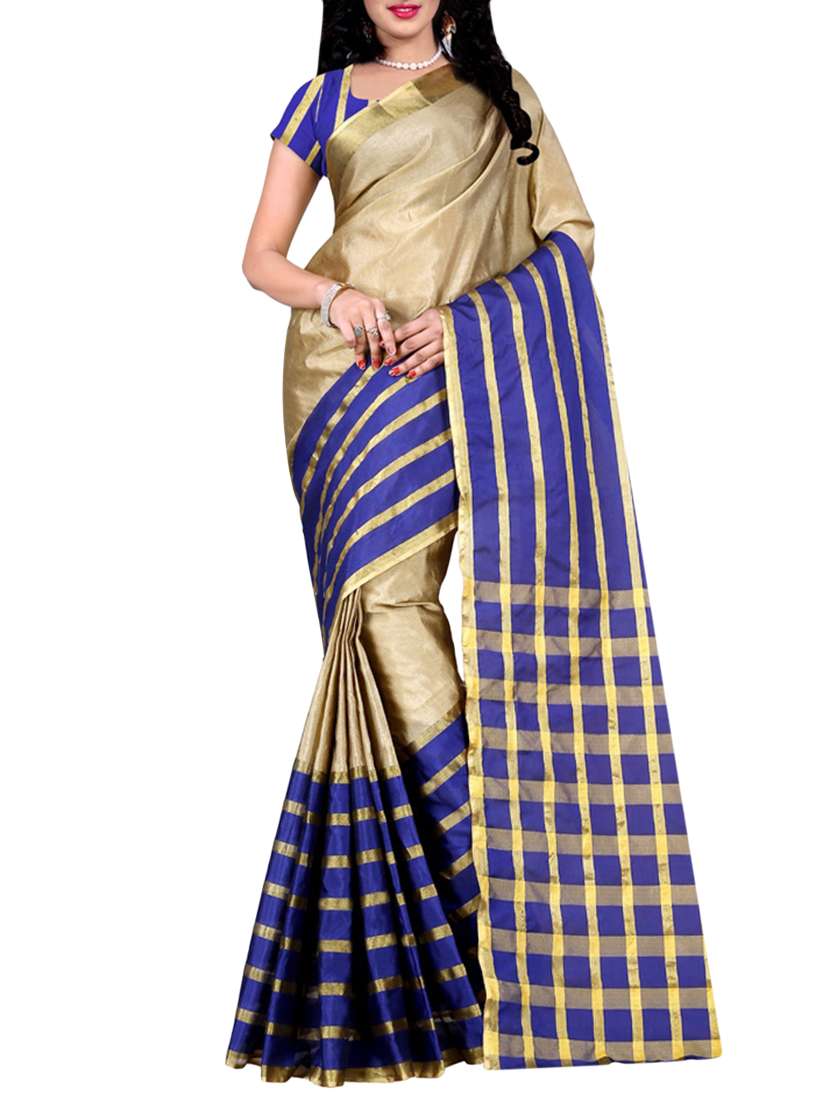 beige silk blend saree with blouse