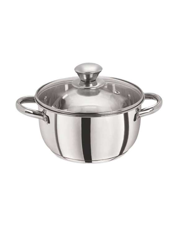 pristine tri ply induction s/scasserole with glass lid, 18 cm, 2.250l