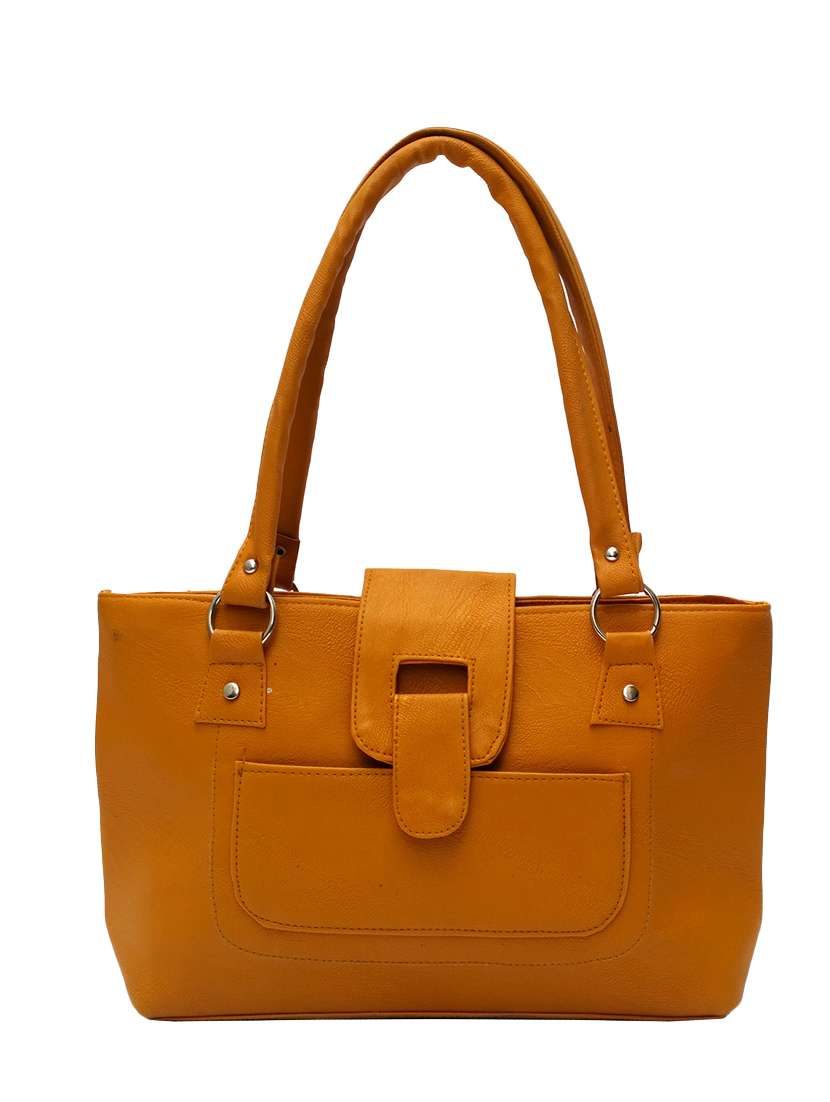 yellow leatherette regular handbag