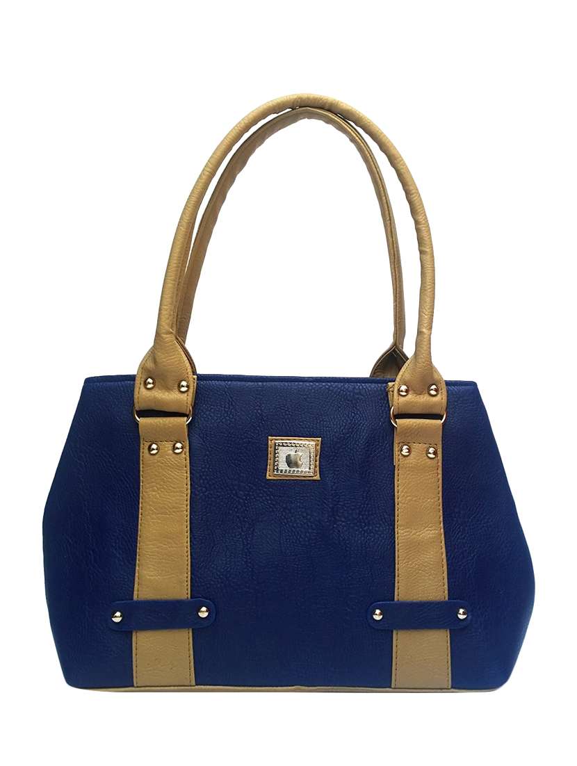 blue leatherette regular handbag
