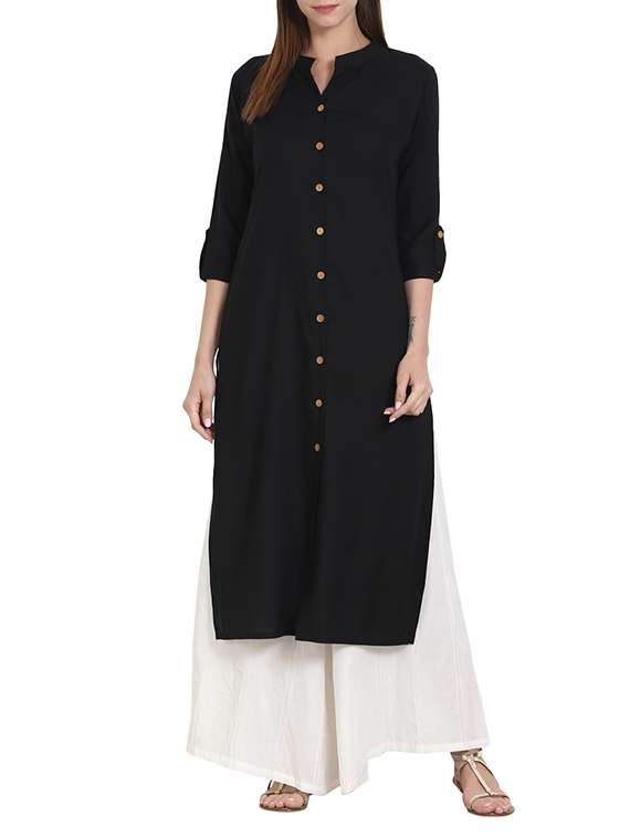 black rayon straight kurta
