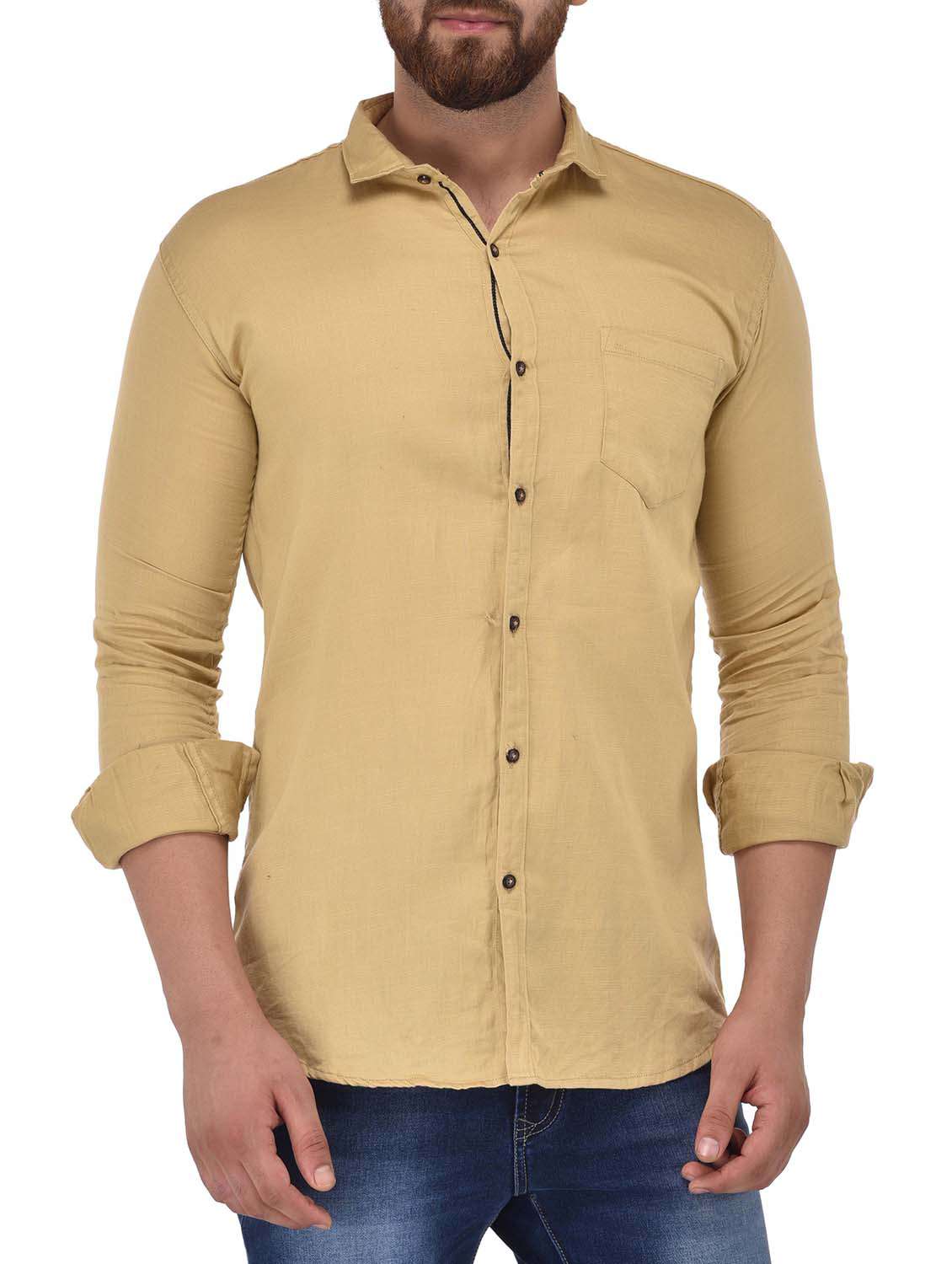 beige cotton casual shirt