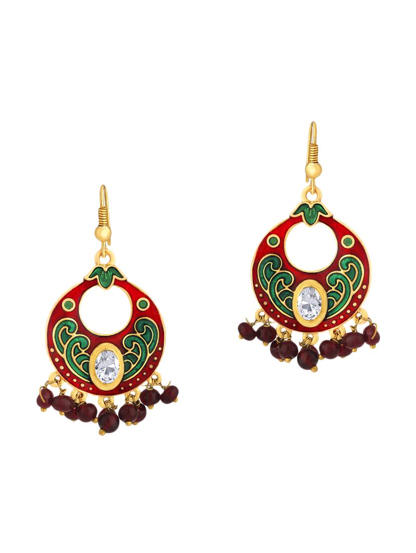 multi colored metal meenakari earrings - 13693809 -  Zoom Image - 0
