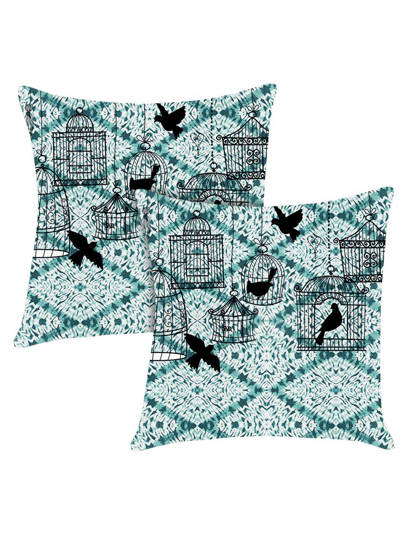digitally printed cushion cover with light blue wool and black birds set of two - 13694121 - Zoom Image - 0