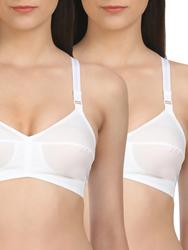 set of 2 white cotton regular bras