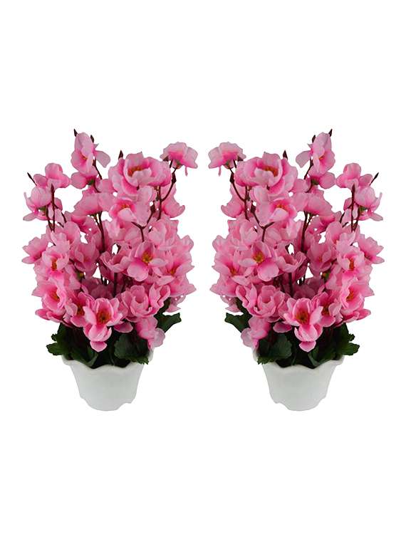 pink peony artificial flower  with pot (12 inch, pack of 2)"