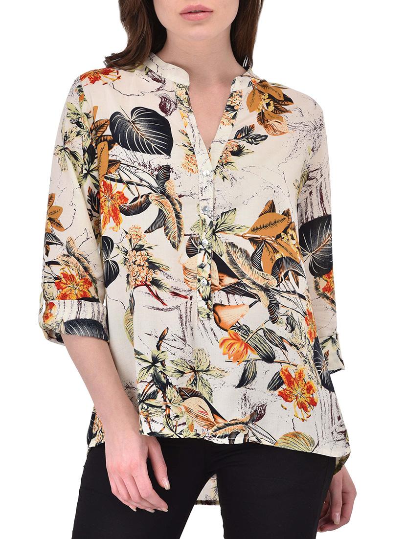 women's straight mandarin neck top - 13696282 - Zoom Image - 0