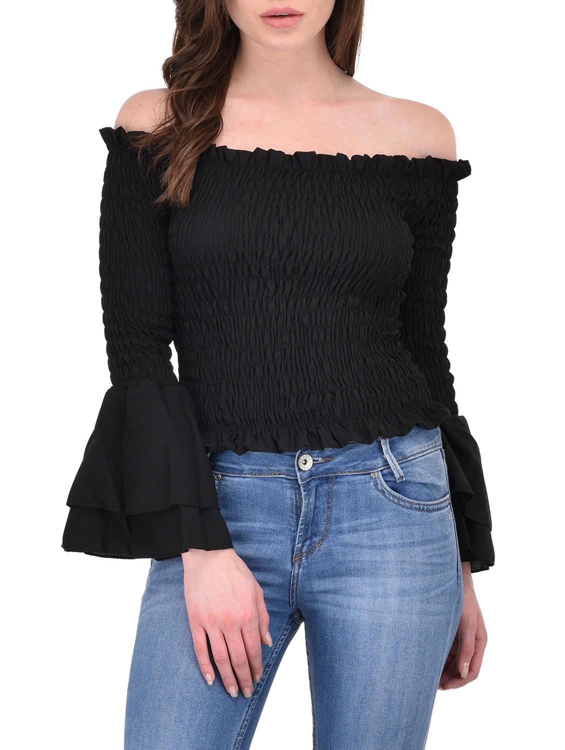 black viscose regular top - 13696287 -  Zoom Image - 0