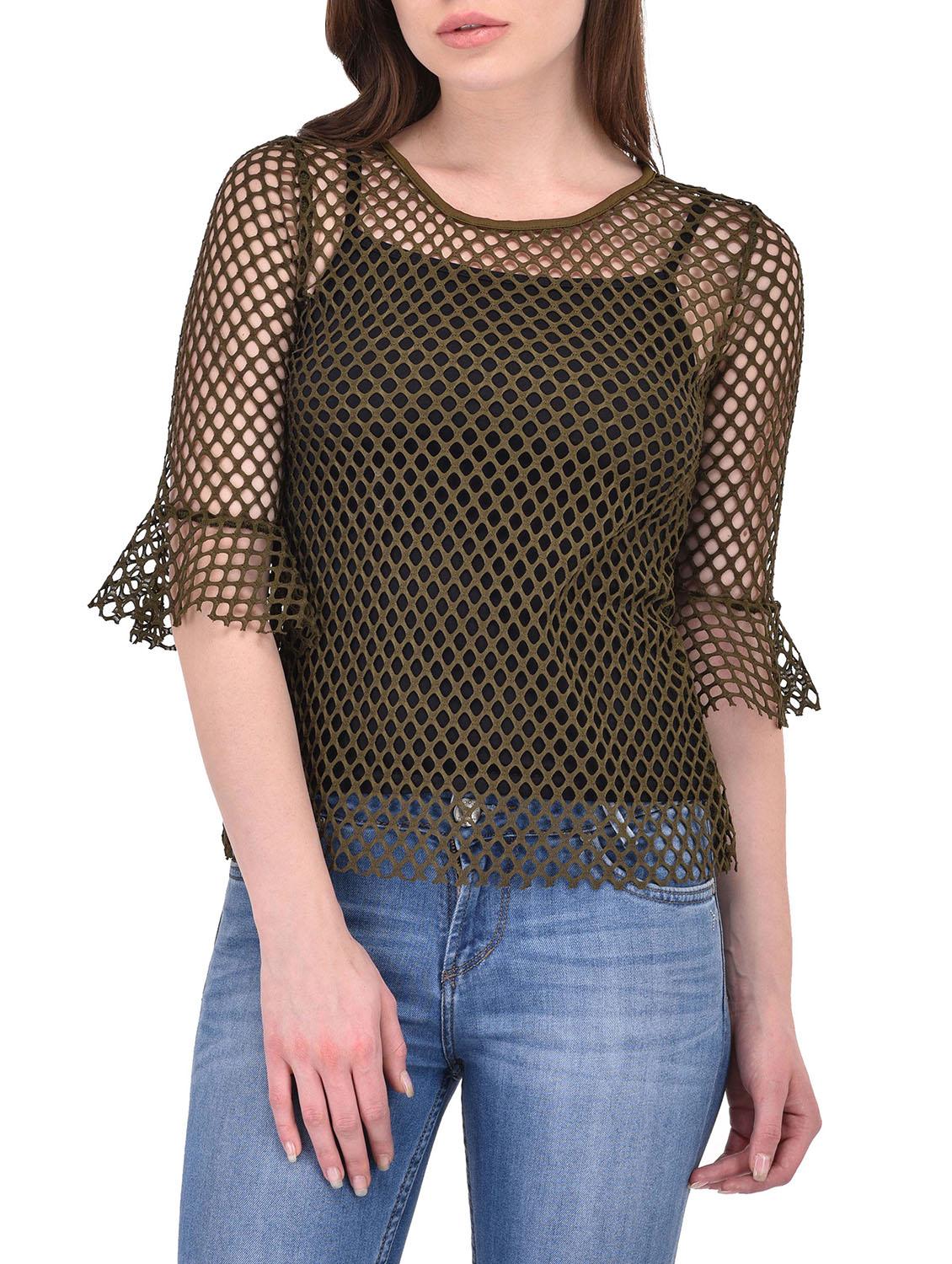 olive net regular top - 13696293 -  Zoom Image - 0